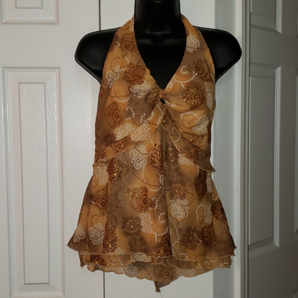 Studio 1940 glittery silky dressy halter top EUC